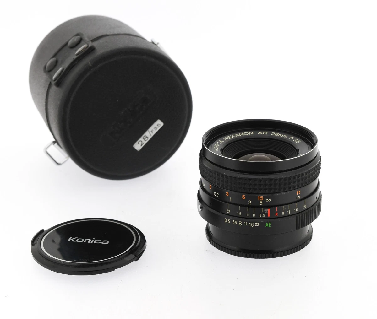 Objectif Grand Angle Fixe Konica Hexanon AR 28mm F/3.5 - Monture Konica AR, Compatible Sony Avec Bague, Occasion