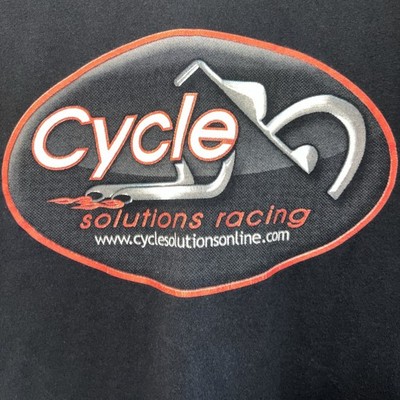 Cycle Solutions Racing Graphic T-Shirt XL Extra Large Heavy Cotton Vintage Black