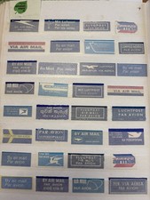 Selection Of Air Mail stamps/labels from around the World  (Alb 9)