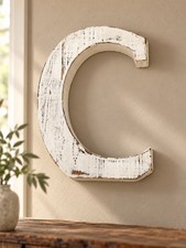 Distressed White Letter C Wall Decor 14 Farmhouse Rustic Monogram Initial