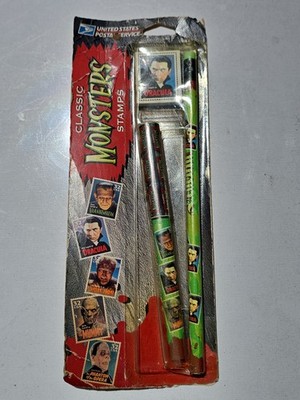  Universal Monsters Dracula USPS Collectible Pen Pencil Eraser Set. Vintage 1997