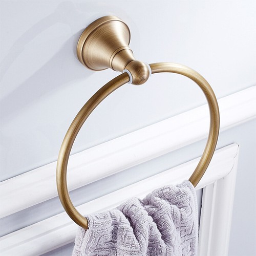 Wall Mounted Antique Brass Hand Towel Ring Bathroom Round Bar Rack Rail Holder - Bild 17 von 20