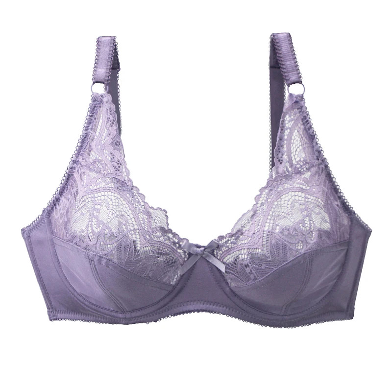 Lace Push Up Bra Women's Underwire Deep V Bralette Ultra Thin Plus Size BCDE
