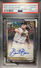 2024 Bowman Draft 1st Auto Boston Bateman #CPA-BBA Speckle Refractor 6/71 PSA 10