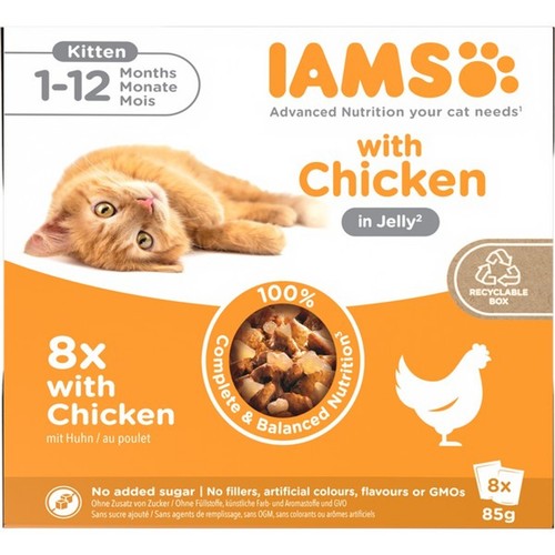 Iams Kitten Wet Food Pouches in Jelly 8 x 85G-Complete Balanced Nutrition - 第 1/1 張圖片