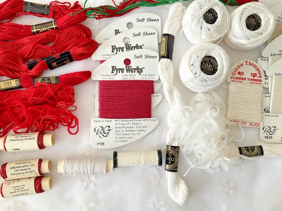 Needlepoint Embroidery Thread Collection Lot of 28 Red White Christmas Valentine - Image 4 of 4