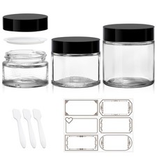 3 Pack Clear Glass Jars with lids, 4 oz, 2oz and 1 oz Cosmetic Jars