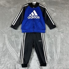 Adidas Set Boy's 3T Blue Black Hoodie Sweatshirt w/ Matching Pants