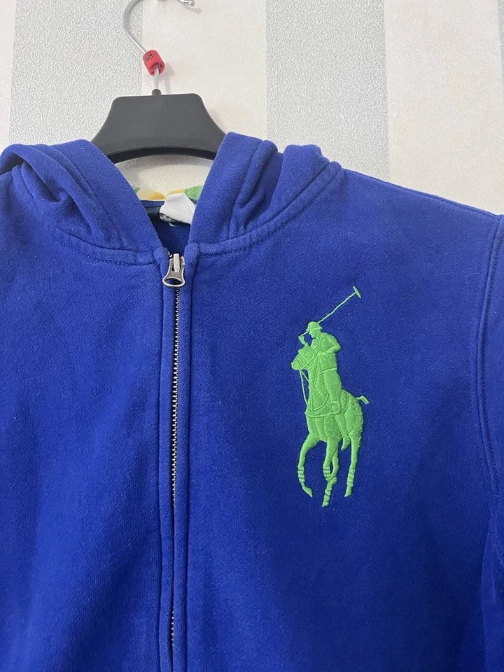 Ralph Lauren Niños Sudadera con Capucha Cremallera Completa Azul Talla 10-12 Años Polo Logo Grande Foto 3 de 4