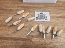 Vtg Ceramic Corn On The Cob Holders Skewers Set Of 12 Stainless Steel, Japan