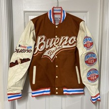 Kinder Bueno Basketball Varsity Bomber Letterman Jacket Adult M/L Brown Tan