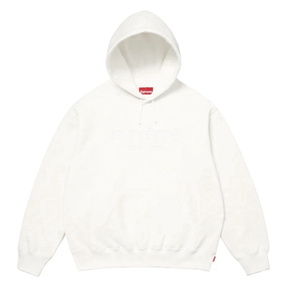 Supreme Classic Logo Hooded Sweatshirt White On White Large