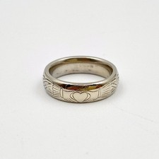 14K White Gold Claddagh Engraved 6.15mm Comfort Band Ring Size 8.5 1907912-1 