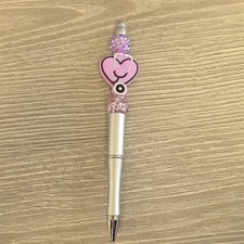 Handmade Plastic Ballpoint Pen Decorative Beads Purple Stethoscope Motif