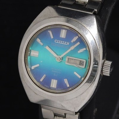 Citizen Cosmostar V2 Automatik Uhr Blaues Zifferblatt Day Date 21 Jewels Damen