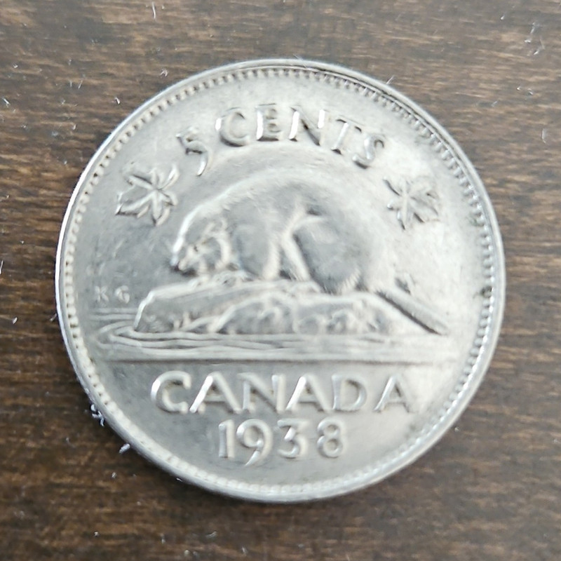 Canada 1938 5c Nickel Coin - Uncertified Five Cents Denomination