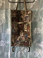 Vintage Rolling Tote Bag Tapestry Teddy Bear Pattern