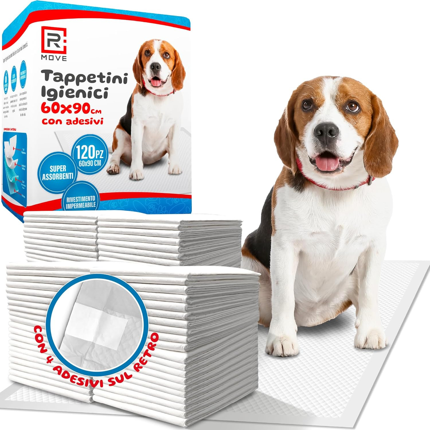 120 Traversine Cani 60x90 con Adesivi - Tappetini Igienici Super Assorbenti