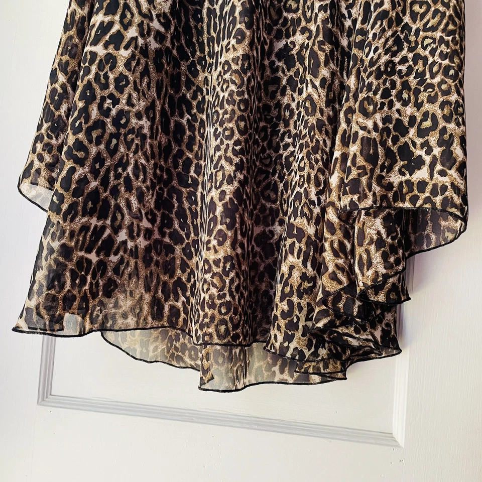 Falda corta Rue 21 para mujer talla M Y2K estampado animal guepardo leopardo transparente boho Foto 3 de 4