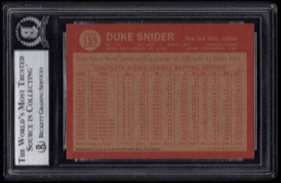 2001 Topps Archives Duke Snider(Mets) Auto BGS Authentic - Image 2 of 2