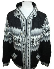 Handarbeit Nepal Damen Strickjacke mit Kapuze Ethno Schwarz ca. Gr 42 B-Ware