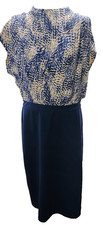 Express Women's animal print mock neck draped dress midi blue size Large