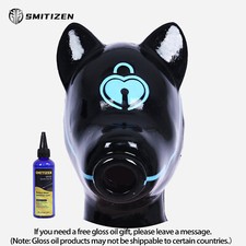 Smitizen Silicone Black Glossy Short Ears Drone Hood With Heart-lock Pattern K9