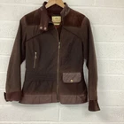 Welligogs Roxy Wax Jacket UK 10  Brown Waxed  Leather Suede Trim RRP £229