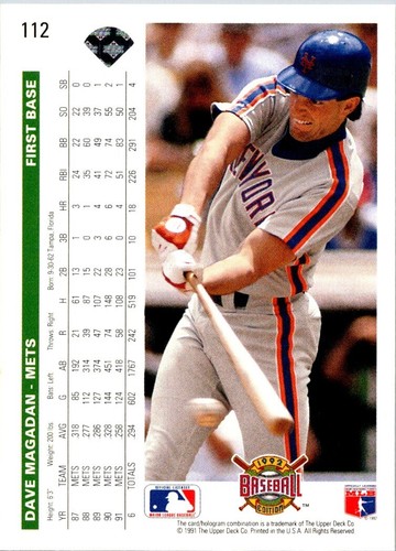 1992 Upper Deck - Dave Magadan #112 - Picture 2 of 2