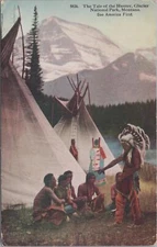 Postcard Native American Tale of the Hunter Glacier Ntl Park Montana MT 