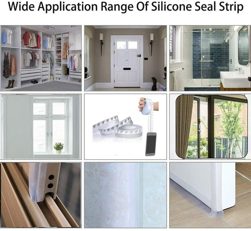 Nastro a righe per tenuta inferiore porta in silicone, 2,5 × 100 cm stripping meteo trasparente - Foto 9 di 9