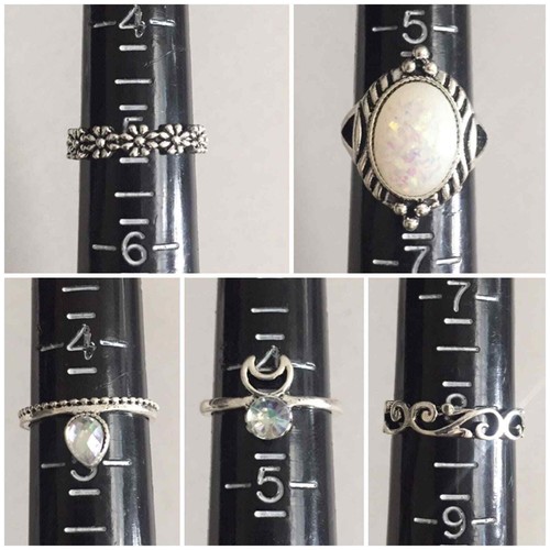 10-teiliges Blumenmuster weißer Opal Midi Ring Set - Bild 3 von 5