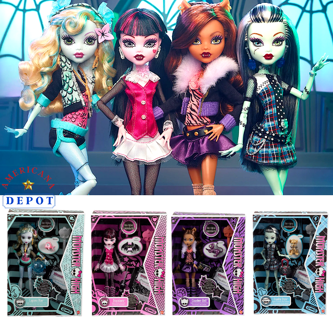 Mattel Monster High Draculaura, Frankie, Lagoona, Clawdeem
