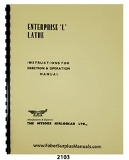 Enterprise Model L Lathe Operator & Parts List Manual #2103