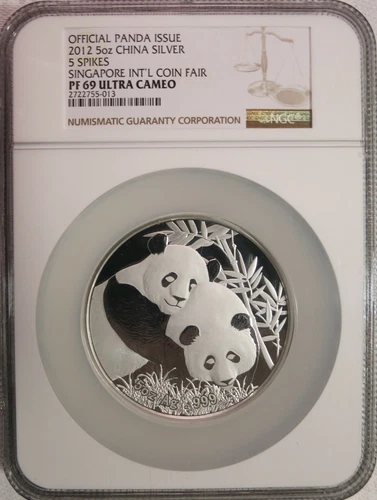 2012 China 5 oz. Silver Panda Singapore Coin Fair NGC PF 69 Ultra Cameo  