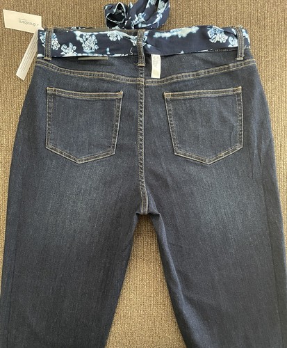NWT Dressbarn Belted Denim Ankle Raw Hem Jeans ~ Size 6 ~ Blue - Picture 5 of 5