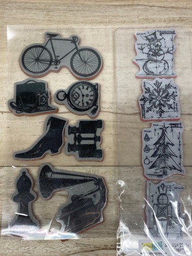 Unbranded Mixed Lot Of 11 Foam Mounted Rubber Stamps
