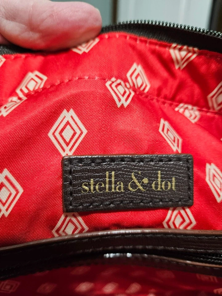 Bolso de Mano Stella & Dot Hello Sunshine Envejecido Metálico y Beige Lona Cierre con Cremallera Foto 4 de 4