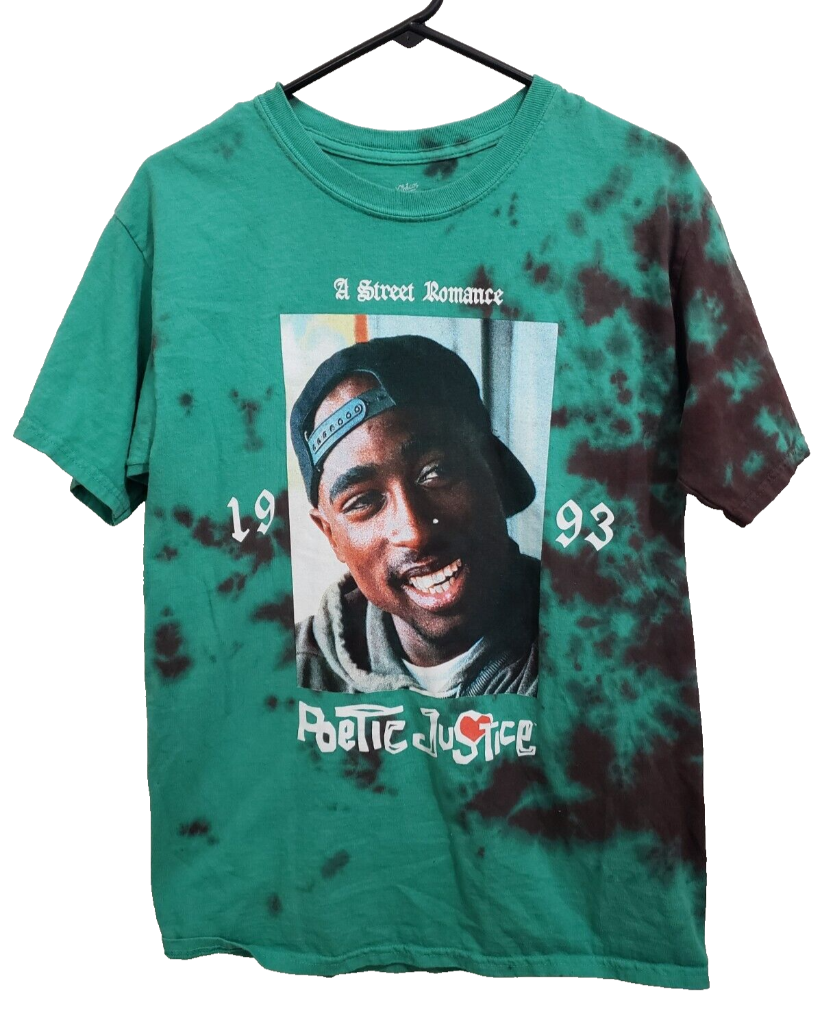FILA Maglietta Poetic Justice Tupac Shakur 2Pac Graphic Tie Dye verde e nera taglia XL