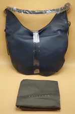 Silpada Dark Blue Leather Shoulder Handbag Purse Pink Interior Magnetic Clasp Lg