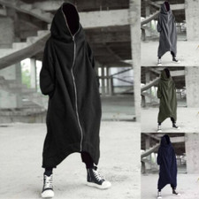 - Women Dark Personality Street Hoodie Zipper Hoodie Long Style With Fleece -