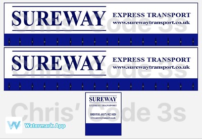 Code 3 selbstklebender Vinyl-Anhängeraufkleber - Sureway Express Transport 1/50 1/76 1/148