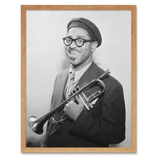 Vintage Portrait Jazz Legend Dizzie Gillespie 12X16 Inch Framed Art Print