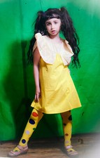 Yellow-sz 7-Cotton-Dress-Big Striped Collar- Fancy-unique-classy & Sassy-school