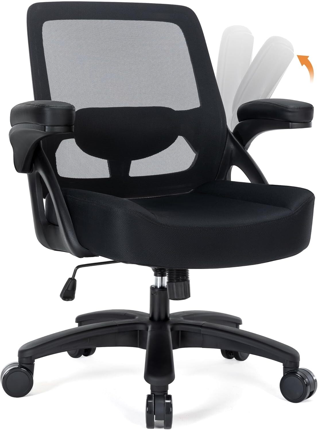 Big and Tall Office Chair 400lbs with Flip-up Arms, Mesh Ergonomic Heavy Duty