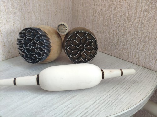 3er Set einzigartige Brotstempel - Usbekische traditionelle Backwerkzeuge + Nudelholz #3 - Bild 8 von 10