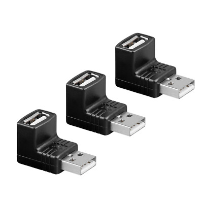 3x USB Adapter Winkeladapter USB 2.0 Stecker A auf Buchse A 90° abgewinkelt