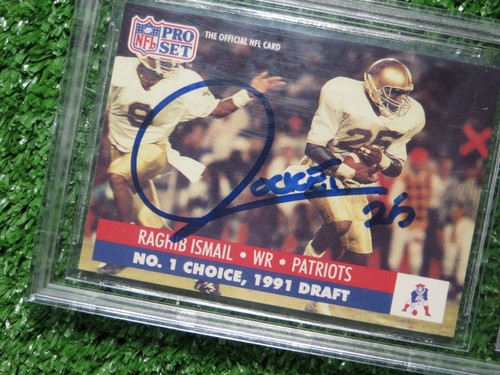 RAGHIB ROCKET ISMAIL SIGNED 1991 Pro Set New England RARE Rookie RC BAS SLAB - Picture 2 of 5