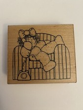 JRL Design Q212 On The Phone Wood Mounted Rubber Stamp RS7