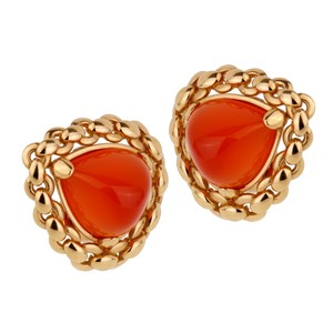 Earrings Carnelian 18k Gold Plated 925 Sterling Silver Stud Screw Back